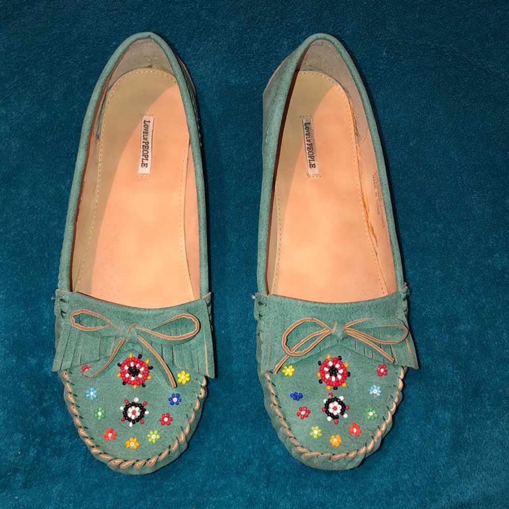 Turquoise moccasins